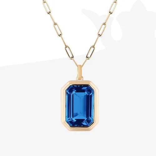 Emerald-Cut Crystal Pendant Necklace
